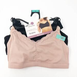 Secret Treasures Bralette Nursing Bras set of 2 NEW Black Beige